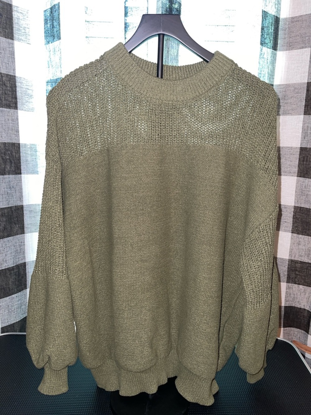 Olive Green Women’s Knit Sweater - Relaxed Crewneck
